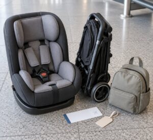 how to fly with a car seat and stroller