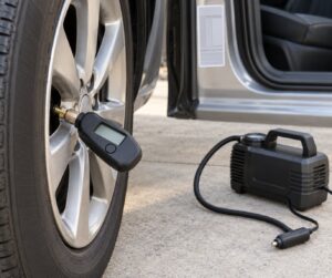how to check tire pressure before a long drive