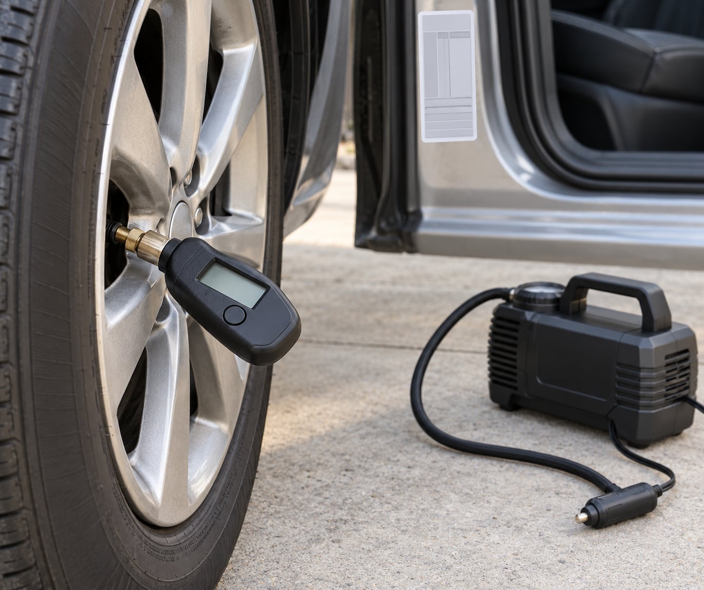 how to check tire pressure before a long drive