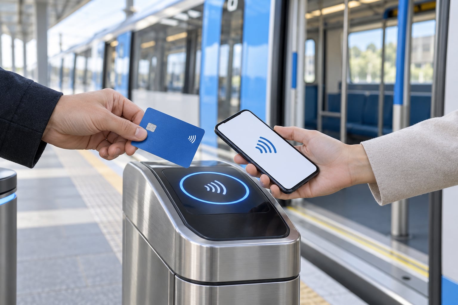 how to use a tap to pay credit card on buses and trains