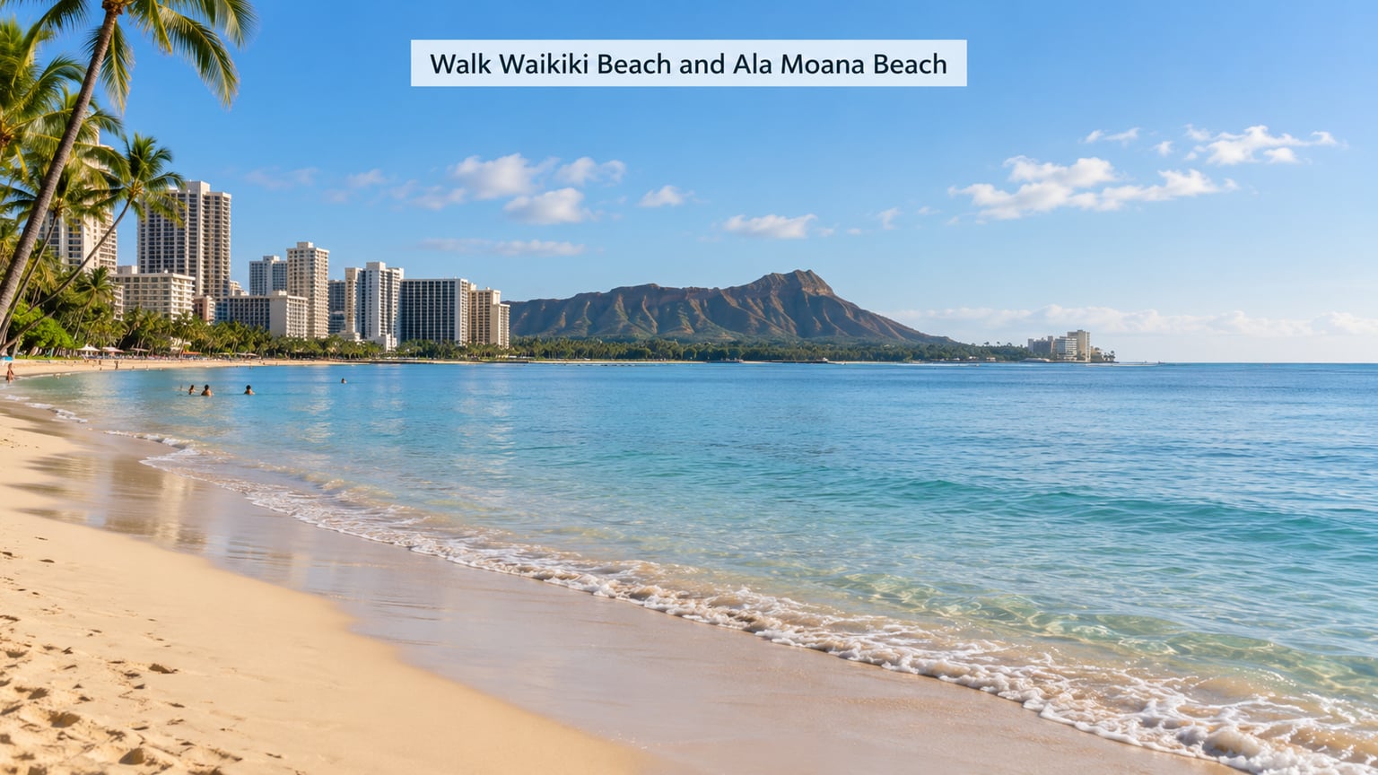 Walk Waikiki Beach and Ala Moana Beach