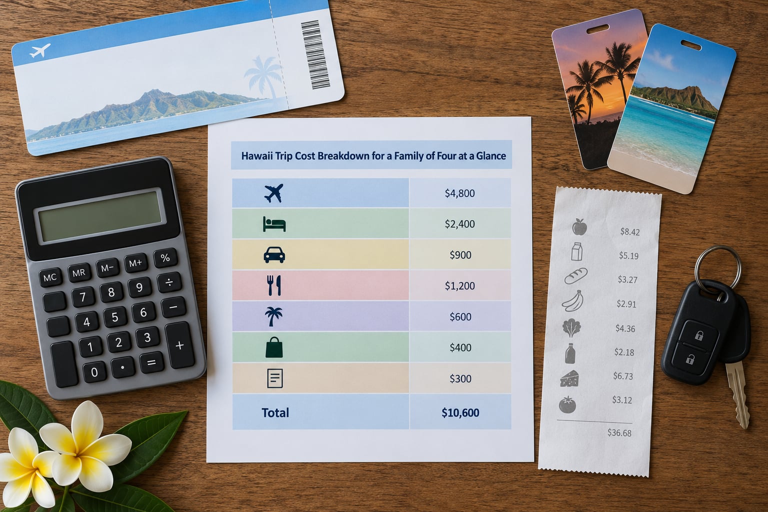 Hawaii Trip Cost Breakdown for a Family of Four at a Glance