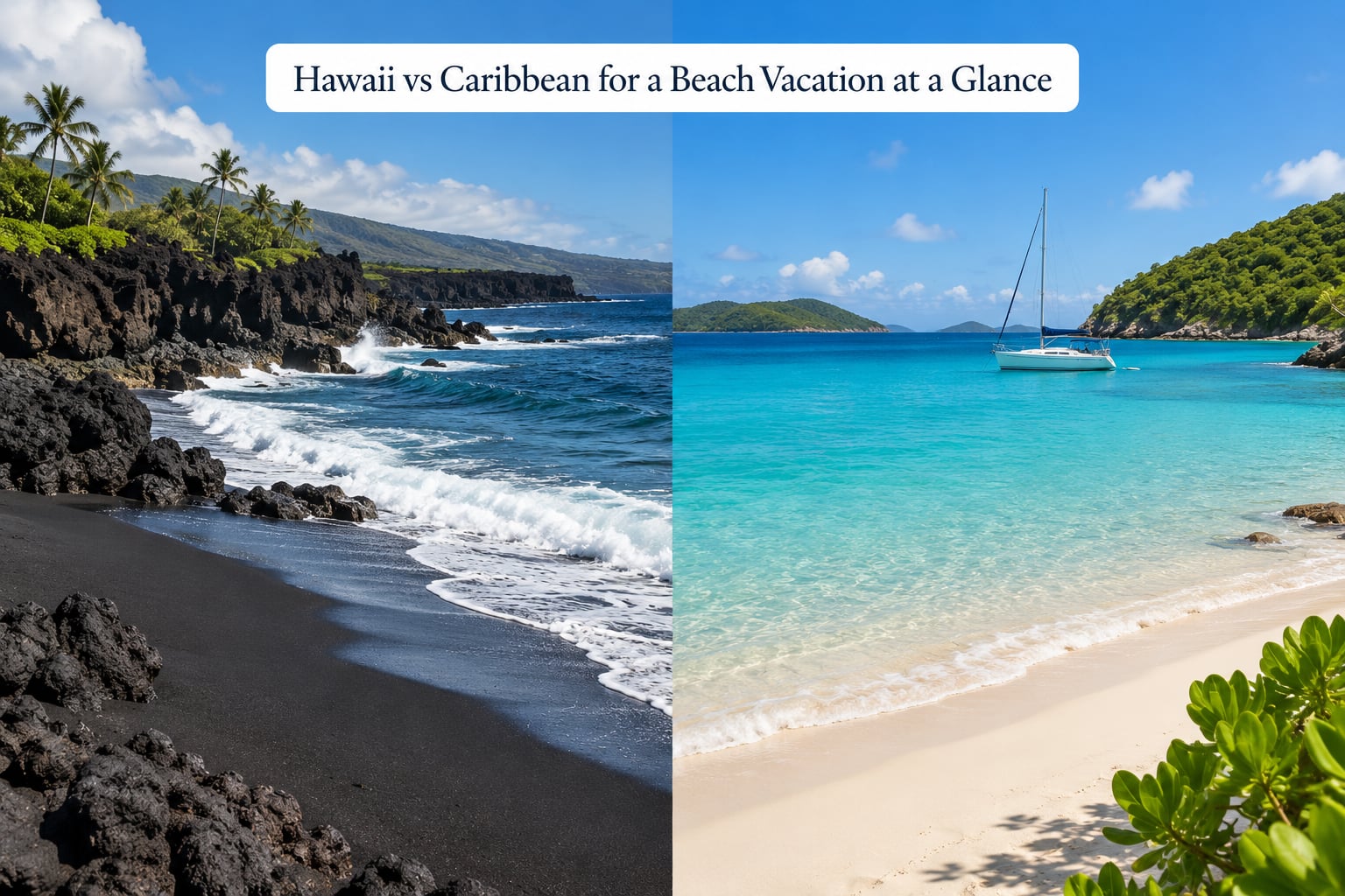 Hawaii vs Caribbean for a Beach Vacation at a Glance