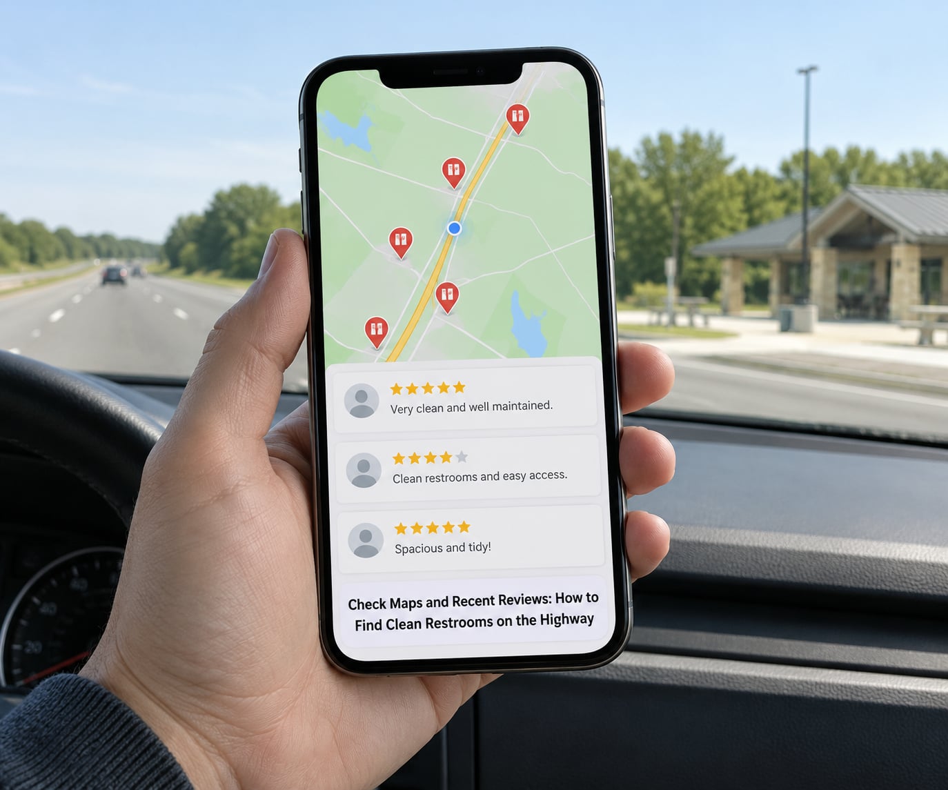 Check Maps and Recent Reviews: How to Find Clean Restrooms on the Highway