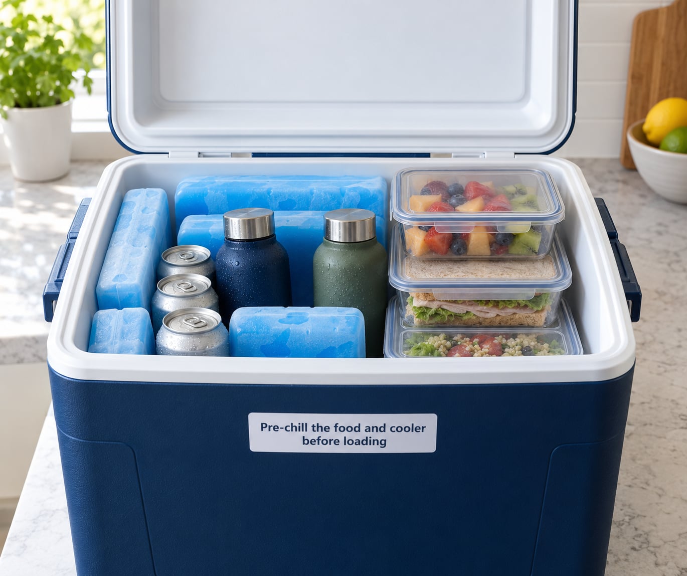Pre-chill the food and cooler before loading