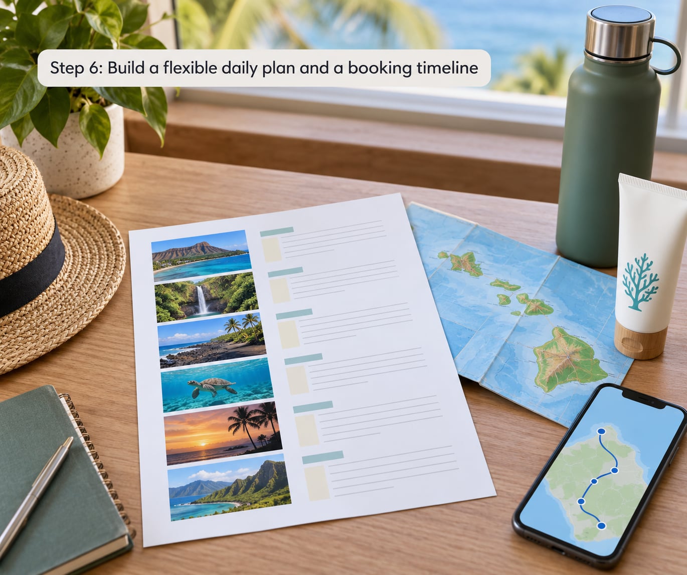 Step 6: Build a flexible daily plan and a booking timeline