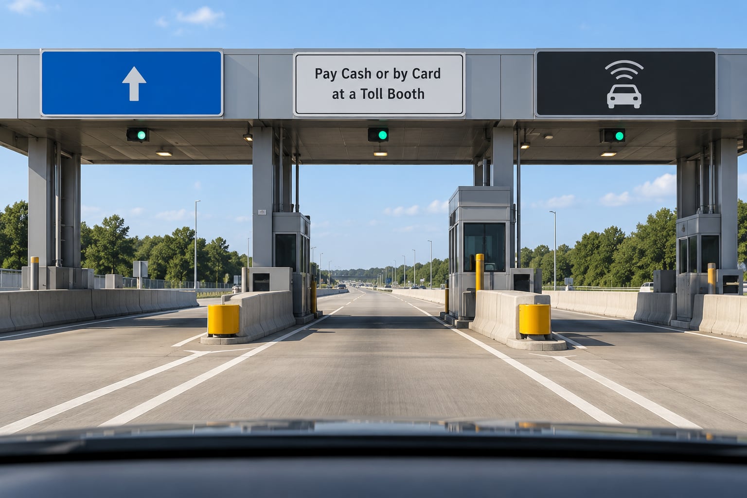 Pay Cash or by Card at a Toll Booth