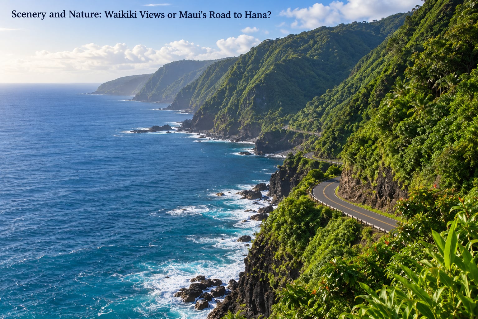 Scenery and Nature: Waikiki Views or Maui's Road to Hana?