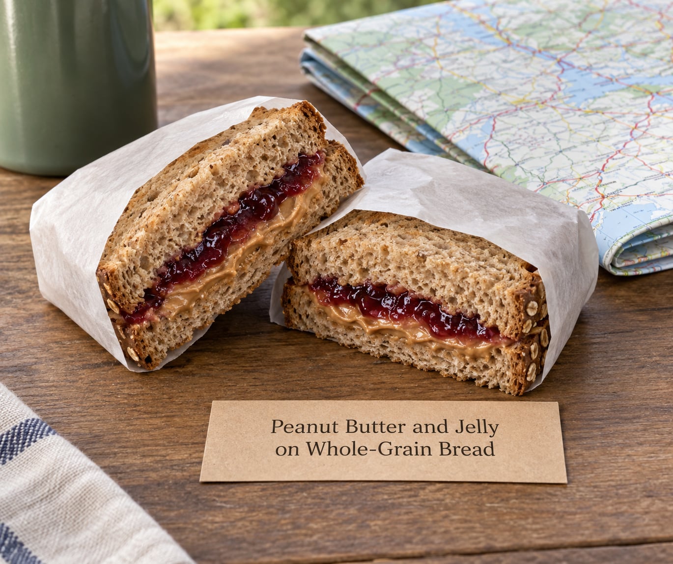 Peanut Butter and Jelly on Whole-Grain Bread