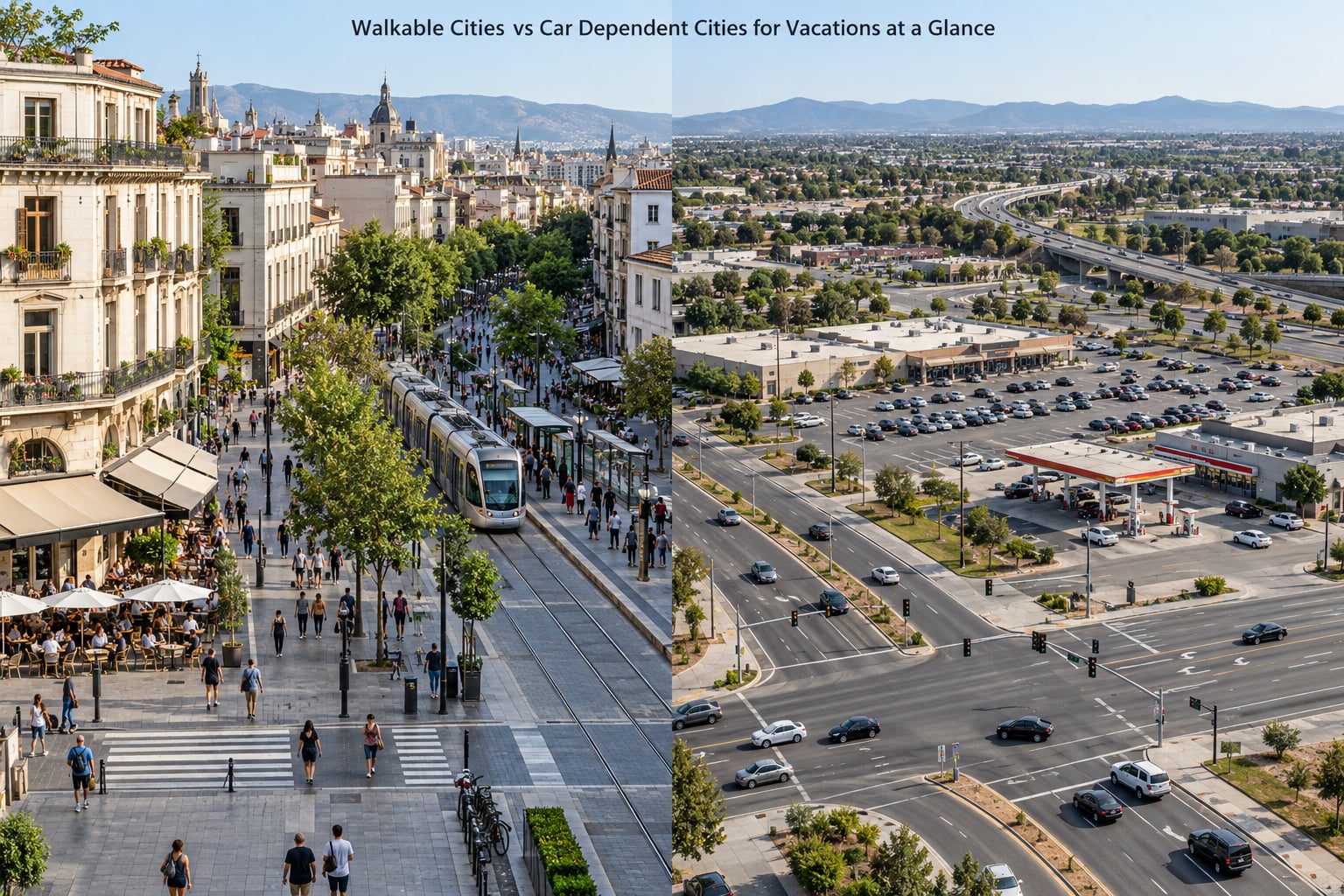 Walkable Cities vs Car Dependent Cities for Vacations at a Glance