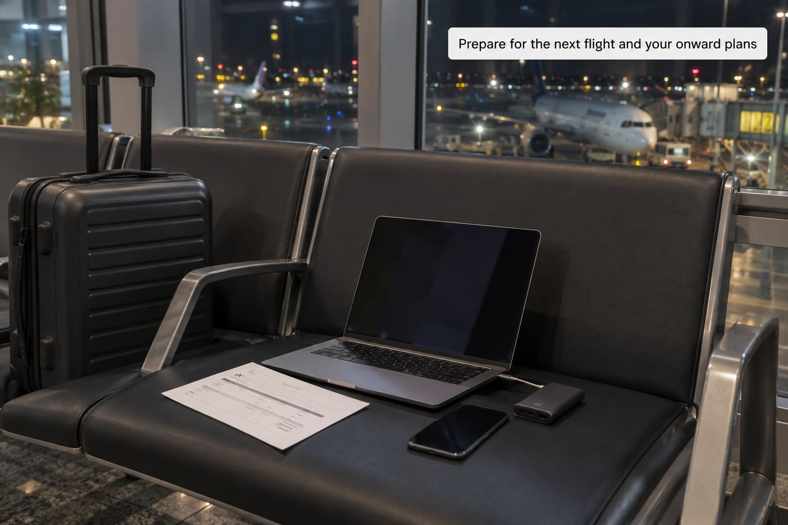 Prepare for the next flight and your onward plans